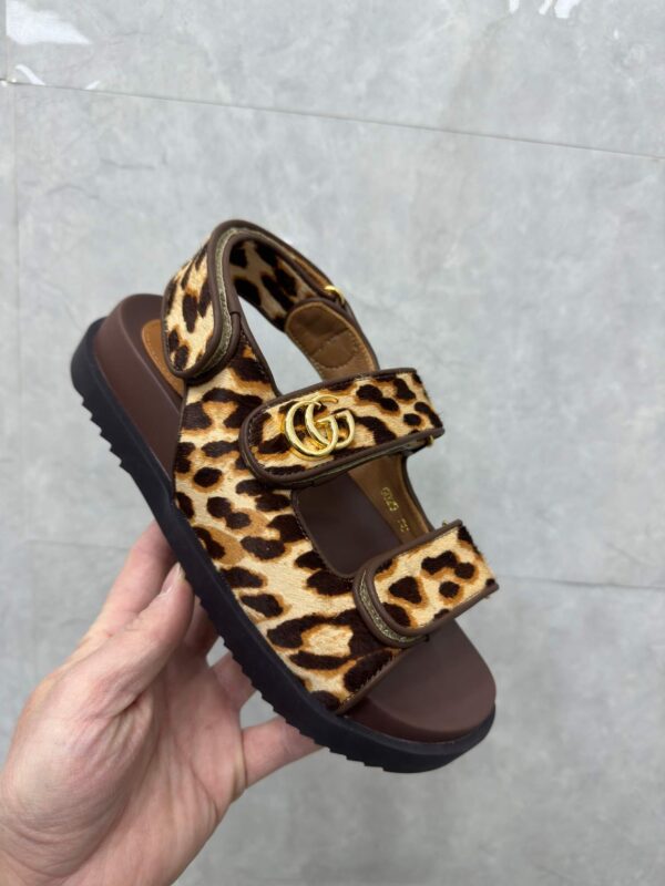 Gucci Leopard Print Double G Sandals