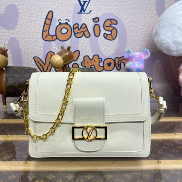 LV Dauphine Soft Shoulder White Bag